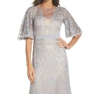 Tadashi Shoji Malina Flutter Sleeve Lace Gown NWT